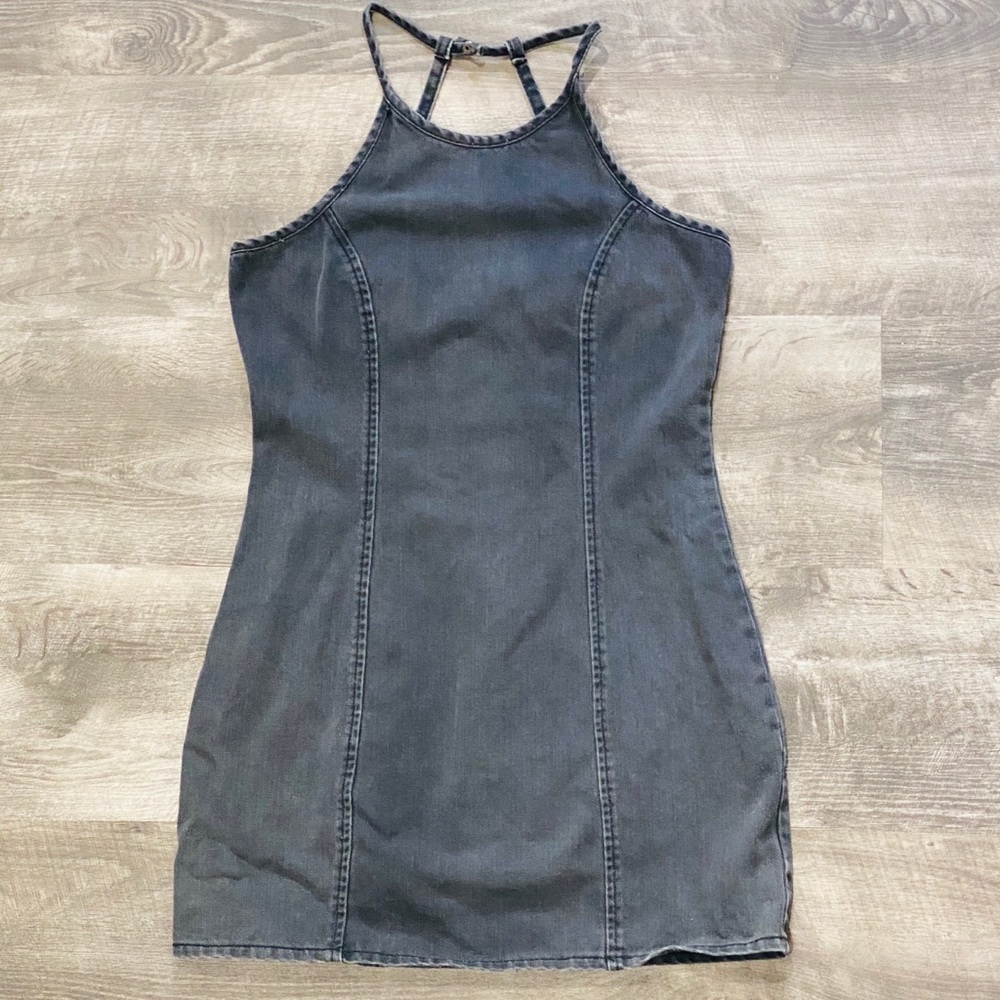 THE CASSETTE SOCIETY // black denim mini dress